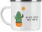 Mr. & Mrs. Panda Camping Emaille Tasse Kaktus Sonne - Geschenk, Blechtassen, Kakteen, Ehebruch, Liebeskummer, Camping Becher Edelstahl, Metall Tasse,