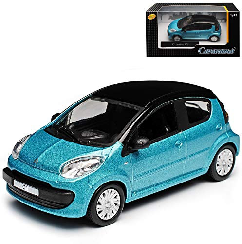 Cararama Citroen C1 5 Türer Hell Blau Metallic mit Schwarzem Dach 1. Generation 2005-2013 1/43 Modell Auto