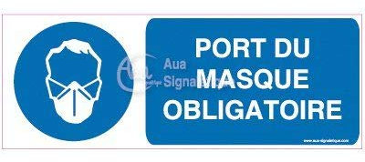 AUA SIGNALETIQUE - Cartello con obbligo di indossare la maschera - 160x60 mm, alluminio Dibond 3 mm