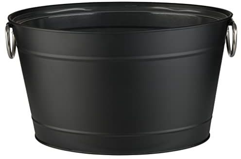 APS 36101 TIN Verzinkte Metall Getränkewanne mit Kunststoffeinsatz und soliden Ring-Griffen, 40 x 28 x 22 cm, Fassungsvermögen: 11 Liter…