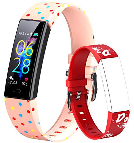 Dwfit Kids Fitness Tracker for Girls & Boys, IP68 Waterproof Activity Tracker with Pedometer, Heart Rate & Sleep Monitor, 11 Sport Modes, Kids Gift