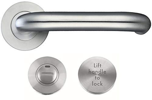 Zoo Hardware ZCS Architectural RTD Lift to Lock DIN Lever On Round Rose, Satin Stainless Steel - ZCS030LLSS (Sold in Pairs)