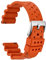 WOCCI 24mm Belüftete FKM Gummi Uhrenarmband für Herren (Nicht Silikon), Schnellverschluss Armband, Silberner Schnalle (Kürbisorange)