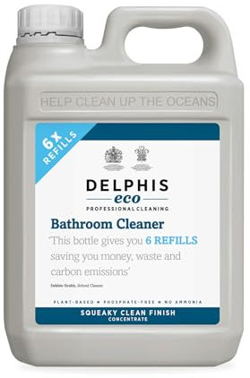Delphis Eco Bathroom Cleaner - Plant-based, Vegan Bathroom Cleaning Spray, Free from Fragrances, Chlorine and Phosphates, EU Ecolabel Accredited, 2 Litres, White