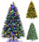 GYMAX 5FT/6FT Pre-Lit Artificial Christmas Tree, Hinged Xmas Tree with 581/899 Branch Tips, 250/350 LED Lights, Pine Cones & Red Berries, 11 Lighting Modes, Holiday Decor Tree (180cm)