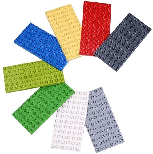 Placa de construcción grande, 8 unidades, placa base grande, compatible con grandes bloques de construcción de todas las marcas líderes, 19,1 x 9,5 cm