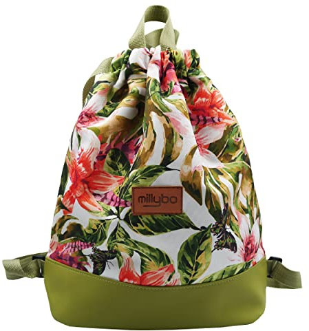 millybo BOOLI Turnbeutel Beuteltasche Sportbeutel Rucksack Damen Motiv Blumen Backpack Beutel (912.008)
