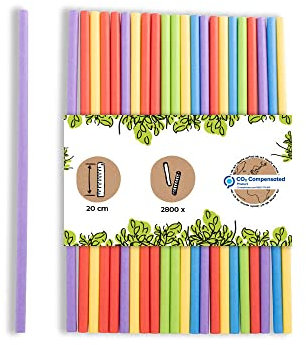 BIOZOYG Papier Trinkhalme 20 cm Strohhalm 6 mm Ø I Trinkhalm biologisch abbaubar I bunte Strohhalme vertikal gerollt I Party Trinkhalme für Cocktails I Papierstrohhalme 2800 Stück