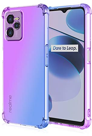 HONLEN Funda para Realme C35 / Realme Narzo 50A Prime Carcasa, (6.6 Inches) Gradiente Transparente TPU Silicona Case, Protección de Esquina Mejorada Cover Azul púrpura