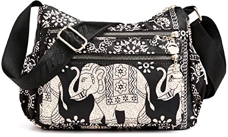 Jywmsc Damen Elephant Hobo Umhängetasche Multi Pocket Lässige Umhängetasche Leichte Crossbody-Handtaschen Seitentasche