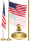 Threan Teleskop-Fahnenmast für den Innenbereich, mit Basis und Kugelspitze, für den Innenbereich, strapazierfähig, Edelstahl-Fahnenmast, Flagge nicht im Lieferumfang enthalten (2.6 m, Gold)