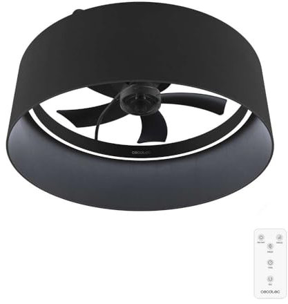 Cecotec Ventilador de Techo con Luz con Mando EnergySilence LampAero 650 Black Design. Motor DC, 20W, LED de 45W, 5 Aspas de 17, 6 Velocidades, 3 Tonos de Luz, Temporizador, Modo Winter/Summer