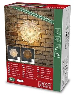 Konstsmide Weißer Papierstern, inkl. Anschlusskabel mit an/aus Schalter, ohne Leuchtmittel, E14 Lampenhalterung, 230V, Innen, weißes Kabel - 5932-200