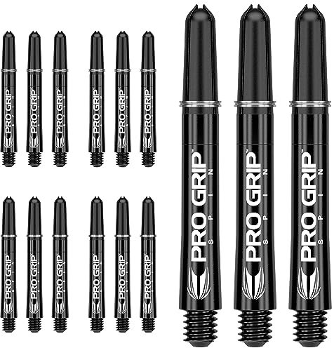 Target Darts 5 x Sätze Schwarz Pro Grip Spin Dart Stiele Kurz - 15 Dartschäfte Insgesamt