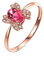 Dsnyu Ring 750 Gold 18 Karat Damenring, Engagement Ring For Women 18K Roségold Ovaler Turmalin Im Schmetterlingsdesign 0,5 ct mit Diamant Von 0,05 ct
