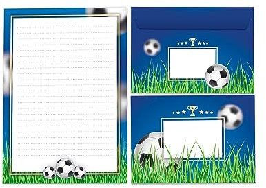 Briefpapier-Set Briefblock mit Umschlag für Jungen Mädchen Kinder Fußball Fussball (Block A5 mit 25 Blätter + 15 Umschläge)