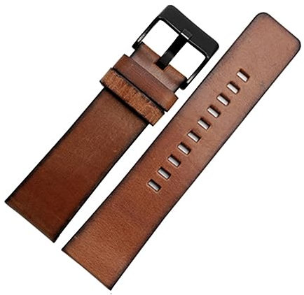 WAHRE Retro Echtes Leder Armband Fit for Diesel DZ4343 DZ4323 DZ7406 Uhr Strap Vintage Italienisches Leder 22mm 24mm 26mm Männer Armband(Brown Black Clasp,24mm)