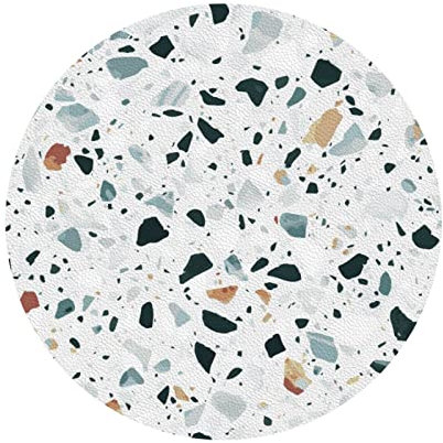 Terrazzo Lot de 6 sous-verres ronds en cuir pastel marbré pour la maison, le bureau, la décoration de table