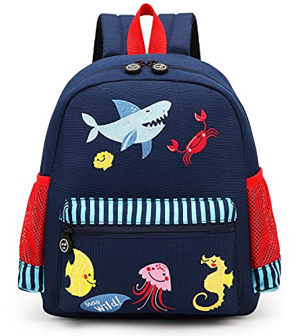 willikiva Netter Zoo Little 3d Rucksack Kinder Rucksack für Jungen und Mädchen Kleinkind Rucksack Wasserdichte Vorschule(Ozeanwelt)