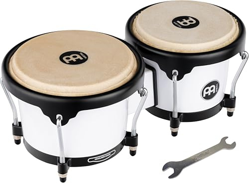 Meinl Percussion Bongos Journey Series - 2 Handtrommeln mit 6,5 und 7,5 Zoll - inkl. Stimmschlüssel - ABS Kunststoff, Weiß (HB50WH)