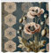 ABAKUHAUS Vintage Duschvorhang, Nostalgische Blühende Mohnblumen mit trippigen Details, Stoffliches Gewebe Badezimmerdekorationsset mit Haken, 175 x 200 cm, Blasses Lachs Avocado Grün