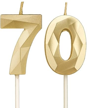 Geburtstagskerzen Zahlen 70,3D Gold Kerzen Geburtstag für Kuchen geburtstagsdeko, Geburtstag Kerzen Zahlen, Geburtstagskerzen Kinder für Partys, Hochzeiten, Firmenfeiern, Jubiläen (Gold, 70)