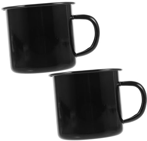 LABRIMP 2pezzi Tazza Smaltata Vintage Tazza Bere Acqua Caffè Freddo Latte Manico Antiscottatura Leggero Pregevole Fattura Buona Qualità