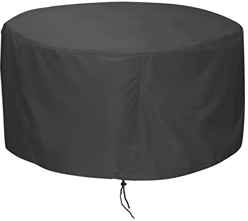 LBTING Fire Pit Cover, 44 inch Cover for 41-44 inch Round Firepit, Waterproof Windproof Dustproof UV-Resistant Heavy Duty Cover for Outdoor Patio Firepit Table - Black