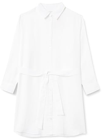 GANT Damen REL Linen Belted Shirt Dress Kleid, White, 42