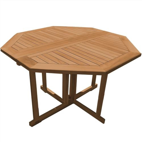 Teako Design Klapptisch Teakholz Rund Savona Massivholz Wetterfest, FLEGT-lizenziert, Terassenmöbel, Gartenzubehör, Teakmöbel, Witterungsbeständig, platzsparend (80 cm)