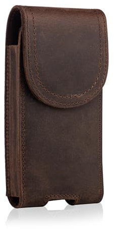 Hengwin Handy-Holster aus echtem Leder, passend für iPhone 16 15 14 13 Pro Samsung Galaxy S25 S24 S23, Smartphone-Halterung mit Magnetverschluss und Gürtelclip (Kaffee)
