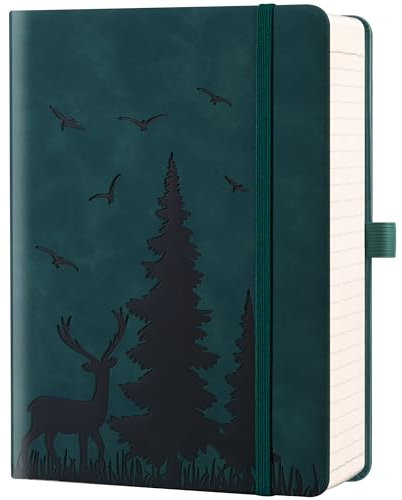 ZXHQ 365 Seiten B5 (19,5 x 25,5 cm) Liniertes Notizbuch - College-Ruling, Ledergebundener Einband, 100 g/m² dickes Papier, feine Innentasche - Kräftiges Blau