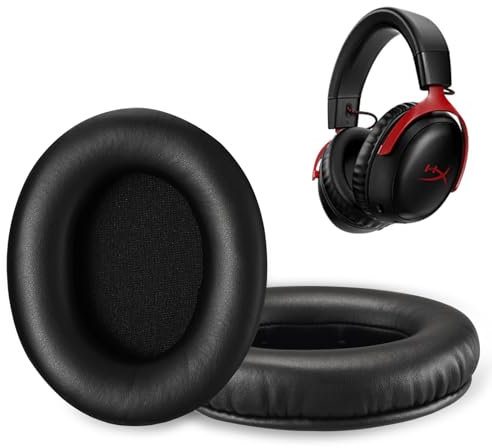 Upgraded Replacement Ear Pads Ear Cushions for Kingston HyperX Cloud 3 Headphones,HyperX Cloud Stinger/Cloud Flight/CloudX/Cloud 2/Cloud 3/Cloud Alpha Headsets,Thicker,More Comfortable,Black,1 Pair