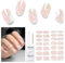Autocollant Ongle Gel UV - 28pcs Vernis Autocollant Ongles UV Gel Nail Stickers Auto-adhésifs Ongles en Gel UV Semi Durci Art Qualité Salon Longue Durée Pour Femmes Filles Nail Designs