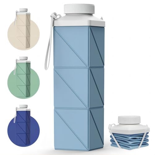 Mefold Borraccia pieghevole, di seconda generazione, a tenuta stagna, in silicone, da viaggio, 720 ml, leggera, riutilizzabile, per viaggi, ciclismo, palestra, campeggio, sport, colore: blu