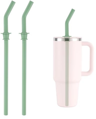 Lot de 2 Pailles de Rechange à Presser pour Hydro Flask Gobelet de Voyage de 40oz, Pailles Réutilisables en Silicone Sans BPA pour Hydro Flask Bouteille d'Eau Accessoires Pièces (Vert)