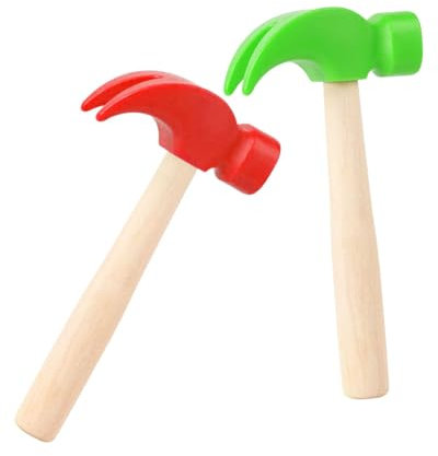 KGDUYC Martillo de Juguete de Madera para niños 2 Piezas, Juguete para Golpear con mazo, Herramienta de Mantenimiento, mazo de Langosta y Cangrejo,Juguete Educativo Creativo para niños - Rojo/Verde