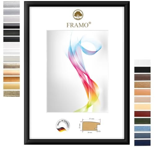 FRAMO Holz Bilderrahmen 60 x 150 cm (Bildmaß) in Schwarz matt | Größe wählbar | Rahmen für Poster | Puzzle | Foto collage | Maßanfertigung | Fotorahmen nach maß