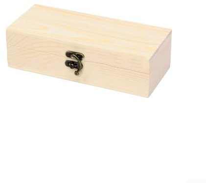 HEIBTENY Elegante Bastelbox aus Holz mit Scharnierdeckel aus Kiefernholz, perfekt zum sicheren Organisieren von Halsketten und Armbändern (S)