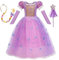 Belle & Moana Robe de Princesse Raiponce Déguisement Raiponce Fille Costume Raiponce Enfant Filles pour Fêtes Anniversaires Carnaval Halloween Cosplay 3-4 ans