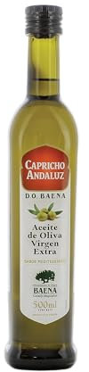 CAPRICHO ANDALUZ Aceite de Oliva Virgen Extra Denominación de Origen Baena Vidrio 500 ml- Sabor con Ligeros toques de Amargo y Picante, Calidad Certificada Ideal para Cocinar y Aderezar.