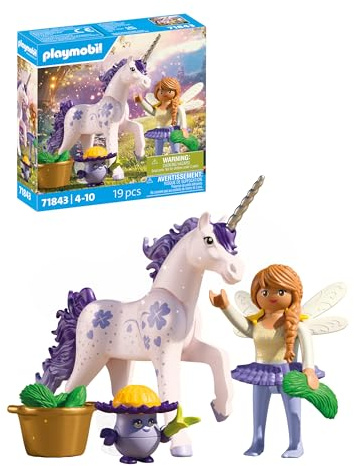 Playmobil | Magic Unicorns | Licorne de Collection Lavande chanceuse avec fée | avec des détails soignés & des Accessoires interchangeables | Cadeau Parfait pour Les Enfants à partir de 4 Ans | 71843