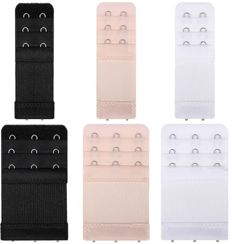 XREE 6 Stück BH Verlängerer 3 Haken, Bra Extender BH Verlängerung 2 Haken BH Verschluss Elastisch für Damen und Mädchen