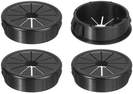 QUARKZMAN 4 Stück Kabeldurchführung Schreibtisch Schwarz, Nylon, 1,38 (35mm) Montage, Kabeldurchführung Tisch Rund für Tisch Büro Arbeitsplatten