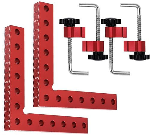 2 Pack 90 Degree Corner Clamping for Woodworking, 14 x 14 cm Right Angle Positioning Squares Clamps, Aluminum Alloy L Type Carpenter Corner Clamping Tool for Cabinets Carpenter Picture Frame Drawers