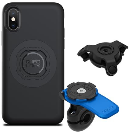 Quad Lock Mirror Motorcycle Phone Mount with Vibration Dampener and MAG Phone Case for iPhone X/XS