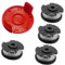 MEXWLOP Fadenspule for Rasentrimmer, for Einhell GE-CT 18/28 Li und GE-CT 18/28 Li TC, 1,6 mm 4,9 m TLE-03 Nylon-Rasentrimmerfadenspule (4 Spulen + 1 Abdeckung) Rasenmäherspule