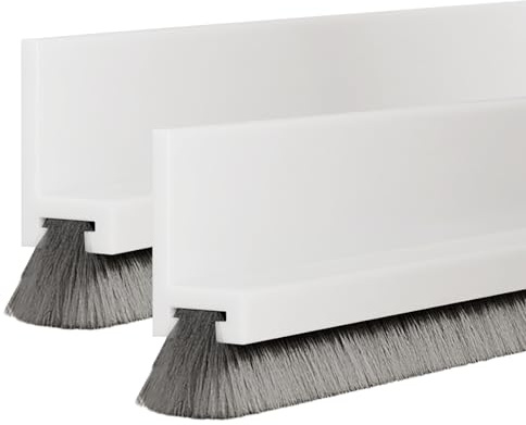 2 Stück 100×5.5 CM Bodenabdichtung mit Bürste, Wind- und Staubschutz Türbürste Abdeckleisten, Zuschneidbar Dichtungsband, Türbodendichtung Bürste für Insektensicher Kältesicher Schalldicht (Weiß)