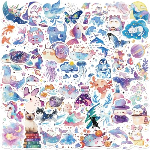 EUFFO Fantasy Anime Sticker 50 Stück, Wasserfeste Kawaii Tier Aufkleber für Laptop Kindle Motorrad Scrapbook Journal Koffer Fahrrad Skateboard Helm