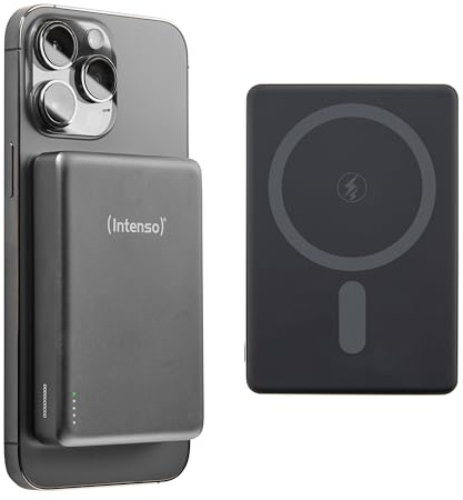 Intenso MW10000 Power Bank Magnetico 10000mAh - MagSafe, Wireless Charging 15W, USB-C PD 20W, per iPhone e Android - Testato in Germania - Grigio